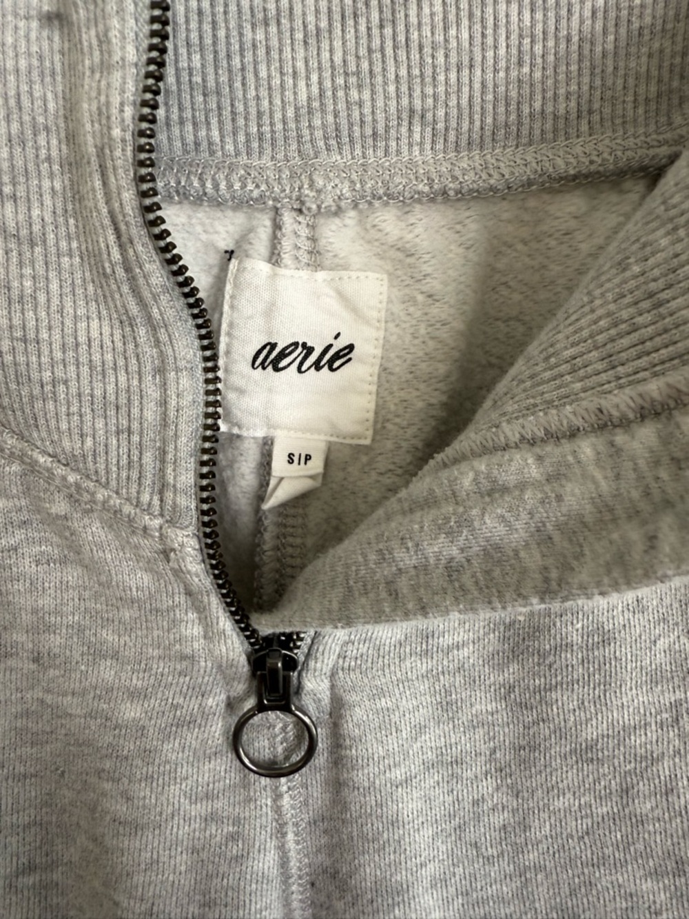 aerie Light Gray Jogger Pants Size Small with Front Zip - Picture 3 of 5
